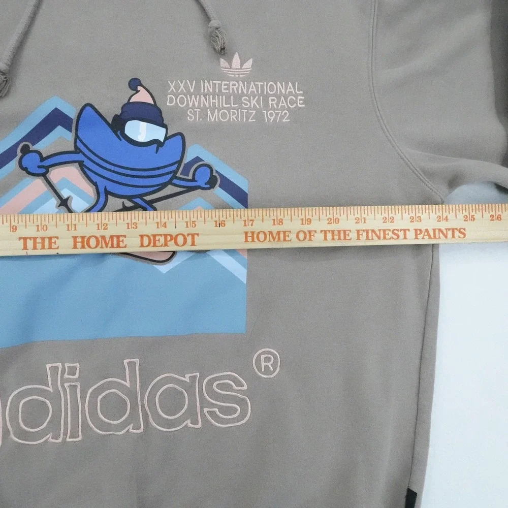 Adidas Hoodie Mens Large Tan St Moritz 1972 Downhill Ski Race Graphic Hoodie